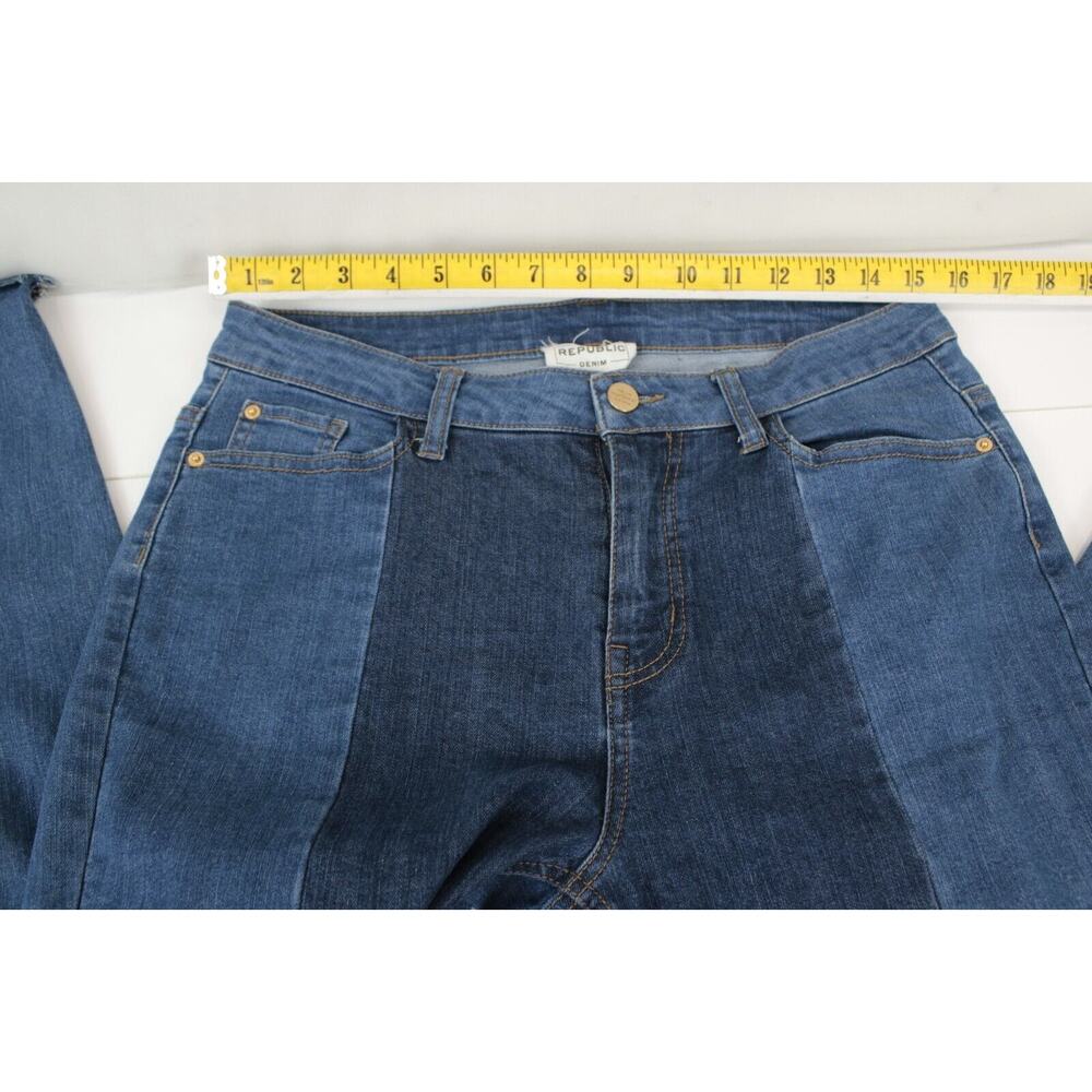 For The Republic Two Tone Denim Ankle Jeans Raw Hem Women 10 / 29 Blue Pants - Picture 5 of 10